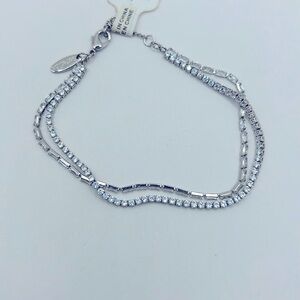 Anthropologie x Serafina Dainty Double Chain Rhinestone Bracelet NWT